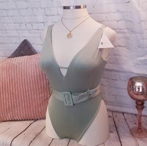 High Cut Belted One Piece Swim